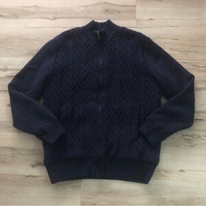 Ike Behar Men's Dark Blue Zip-Up Sweater